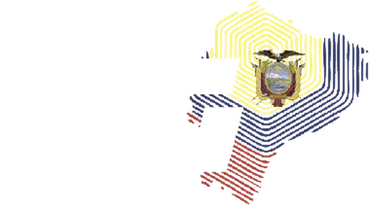Isotipo JG con el mapa y el escudo del Ecuador